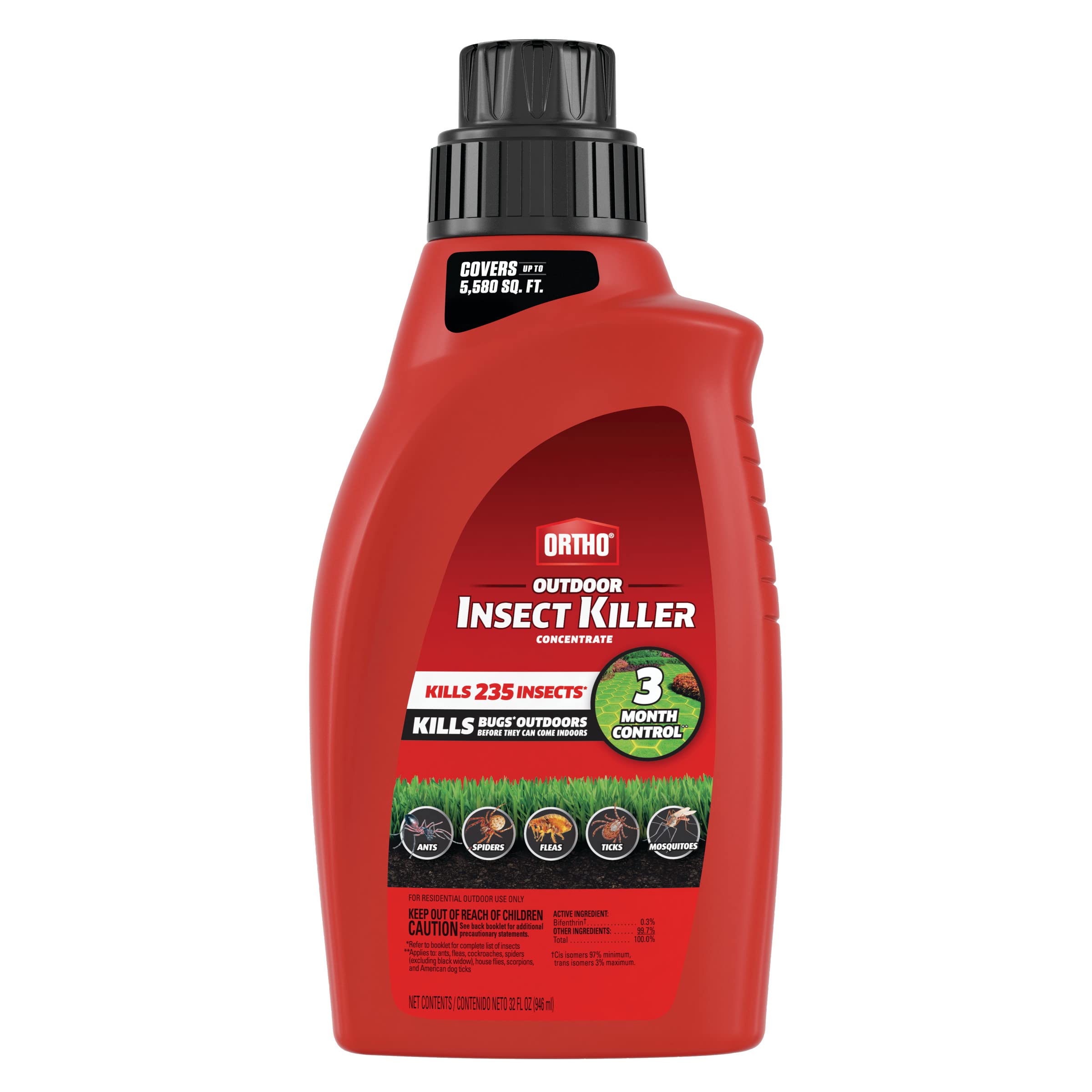 Photo 1 of Ortho Outdoor Insect Killer Concentrate Kills Listed Ants, Spiders, Fleas & Ticks, 32 fl. oz.