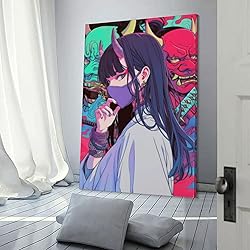 Vaporwave Anime Japanese Samurai Girl Poster Canvas