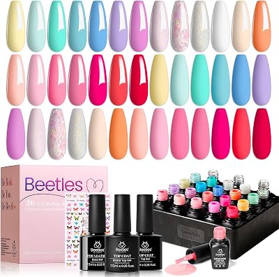 Beetles Gel Polish 20Pcs Pastel Macaron Collection with Top Coat Set 5ml Mini