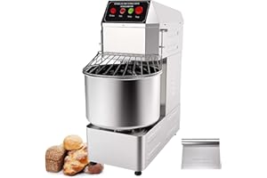 INTSUPERMAI Commercial Dough Mixer Machine Electric Food Mixer with Double Action Double Speed Spiral Mixing for Schools Bakeries Restaurants Pizzerias 110V 30L Capacity