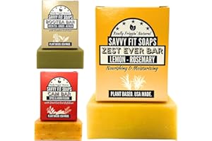 Savvy Fit Soaps Handmade Natural Soap Bar - KIDS FAVORITES - ZEST EVER Bar, CAM Bar, BOOTEA Bar Soap Bars - Plant-Based - Both Body & Face - Cruelty-Free Gift for All (Pack of 3) 4.5 oz/Bar