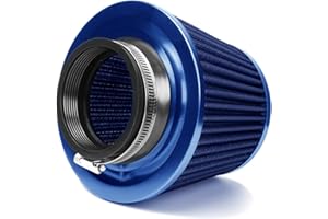 TBYUM Universal Clamp-On Air Intake Filter, High Performance, Washable Filter, Replacement Air Filter, Flange Diameter 3.5inch/89mm (Blue)