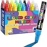 Window Chalk Markers for Cars Glass Washable, 16 Colors Jumbo Liquid Chalk Marker Pens with 10mm 3 in 1 Nib Wide Tips, Big Chalkboard Markers Car Window Paint Pens for Auto, Bistro, Mirror, Poster