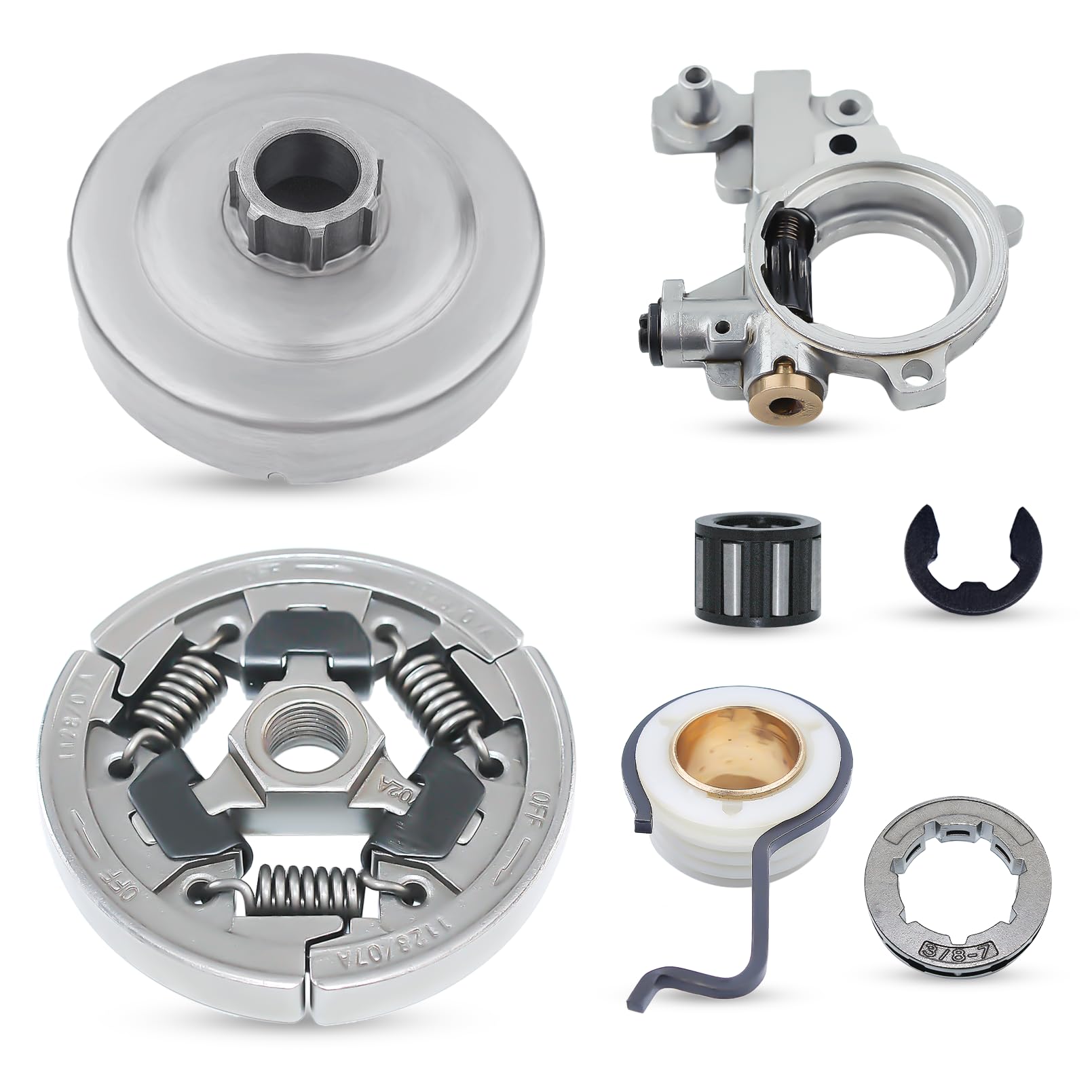 Atunee 3/8"-7T Clutch Drum Sprocket Rim Oil Pump Kit for Stihl 044 046 MS341 MS361 MS362 MS362C MS380 MS381 MS440 MS441 MS460 Chainsaw with Worm Gear Bearing E-Clip Replace 11280071000 11351602050