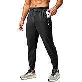 Pudolla Men's Fleece Lined Joggers Sweatpants with Zipper Pockets Winter Warm Pants for Men Running Workout Gym Athletic