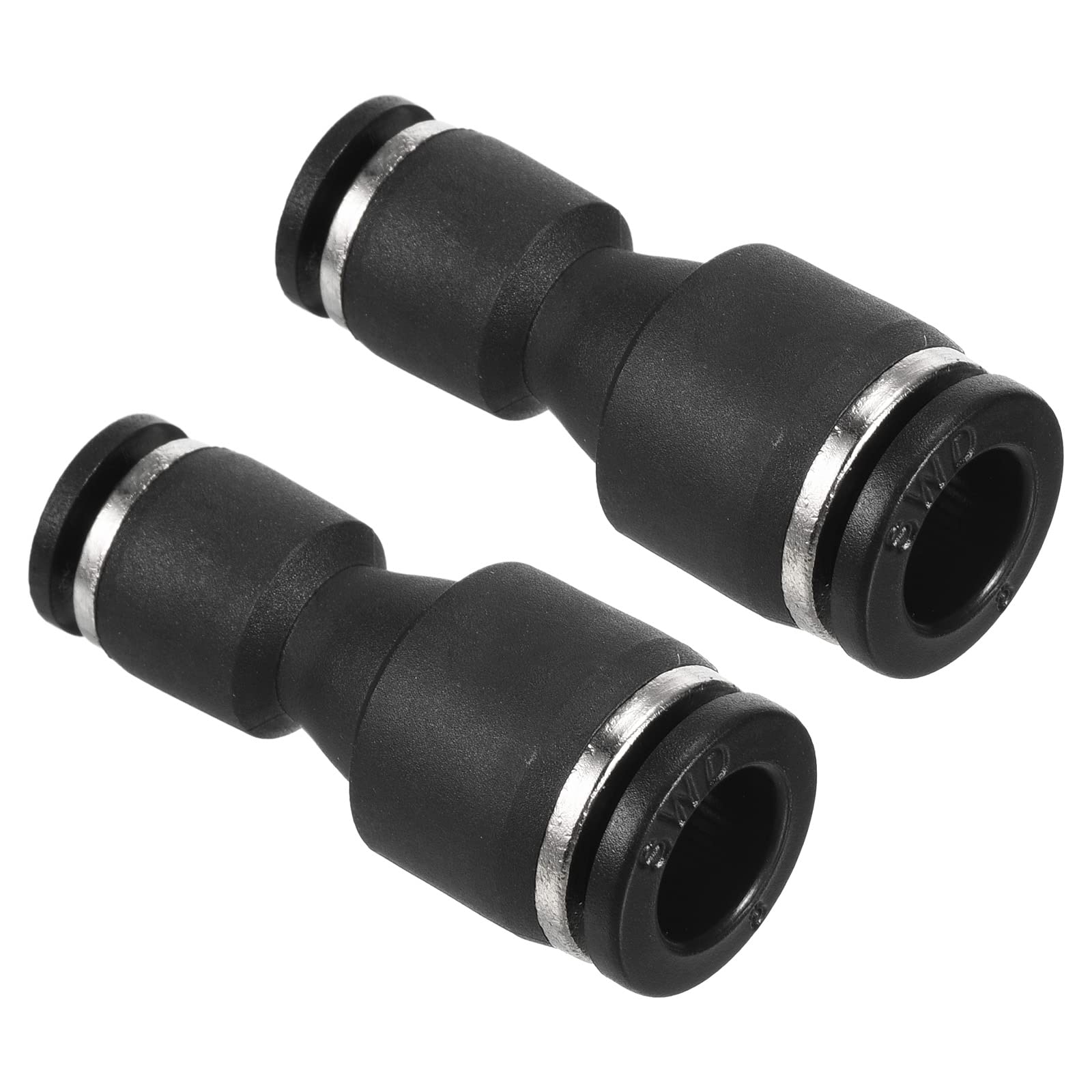 PATIKIL 8mm to 4mm Reducing Push to Connect Air Line Fitting, 2 Pack Straight Union Reducer Pneumatic Quick Connect Fittings, Black