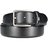 Tommy Hilfiger Men's Smooth Feather Edge Leather Belt, 38, Black