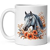 Horse Ceramic Coffee Mug 11oz Equine Stallion Gallop - Tea Coffee Mug with Comfortable Grip - Unique Animal Gift Cup for Office or Home - Vibrant Long-Lasting Print ID44991
