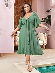 SCOMCHIC Plus Size Summer Dress Casual Short Sleeve