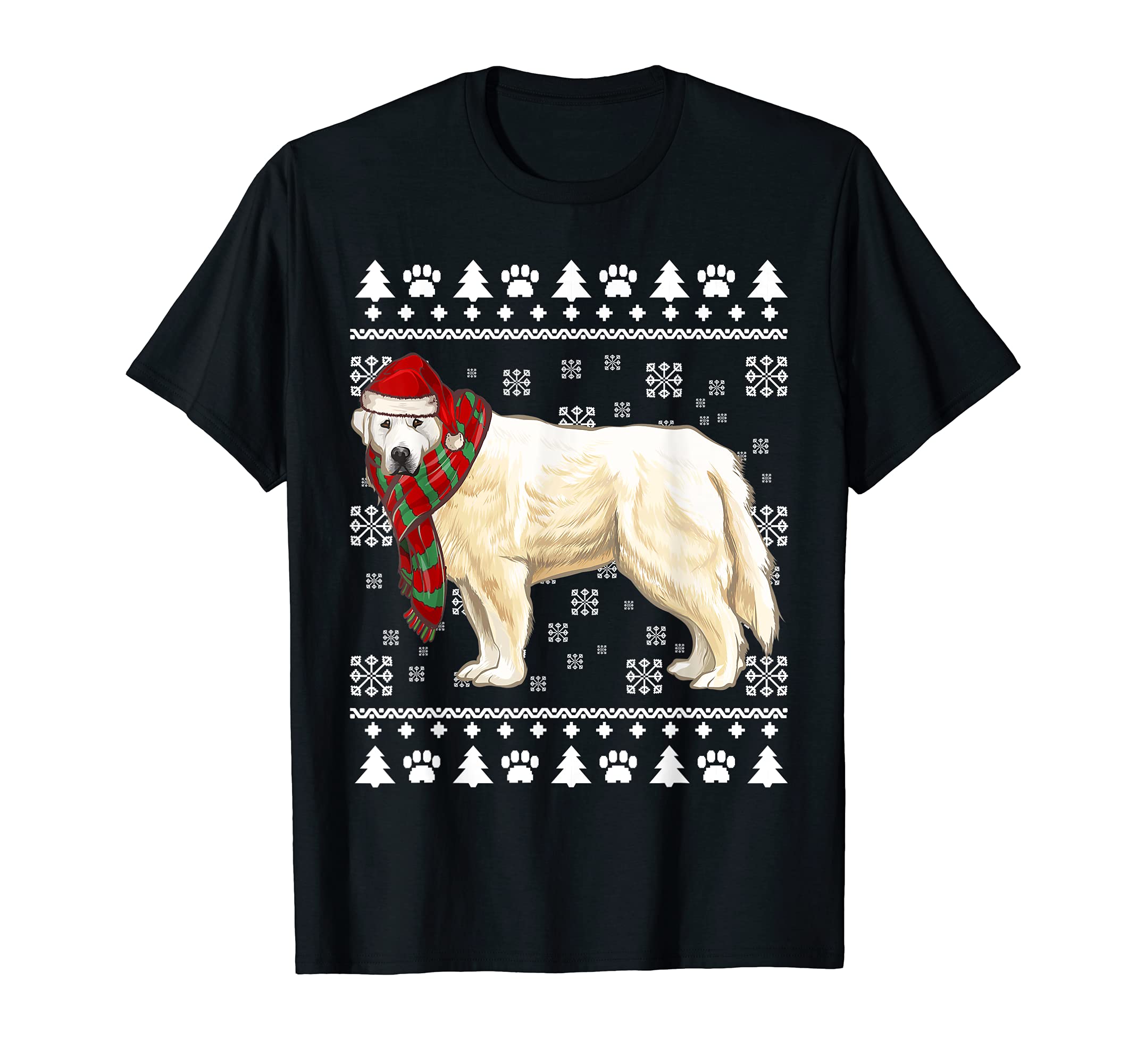 Great Pyrenee Dog Santa Hat Xmas Ugly Christmas T-Shirt
