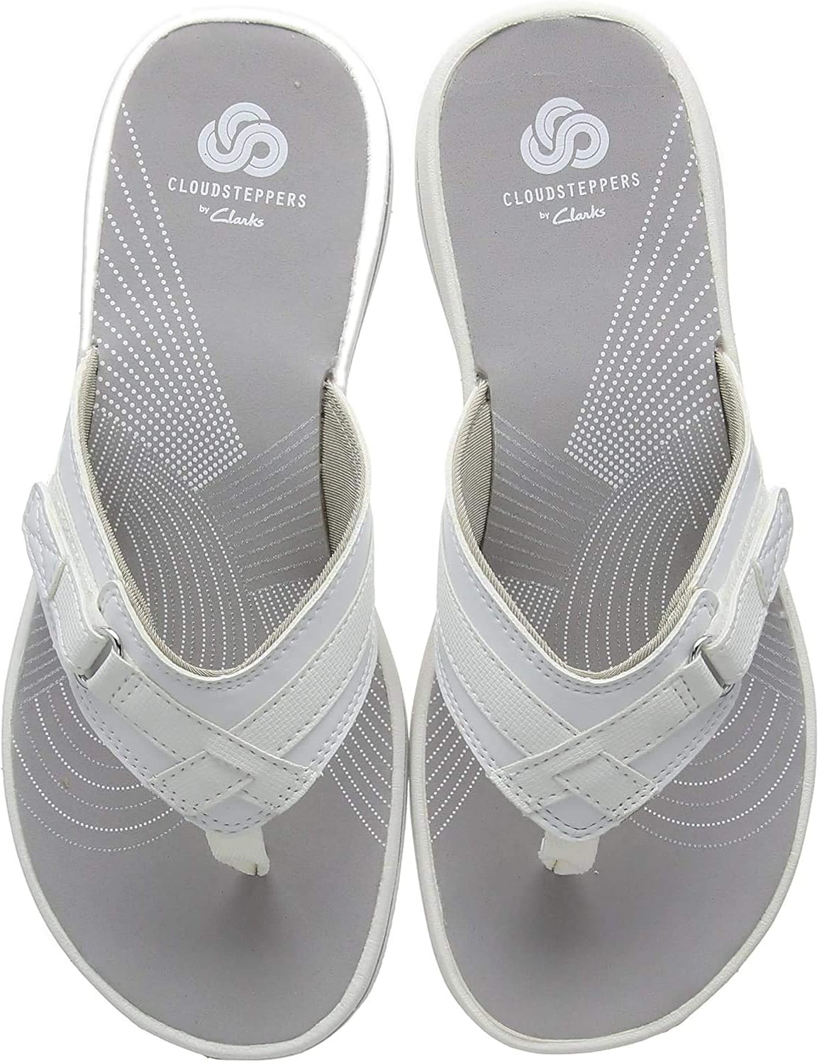 clarks white flip flops