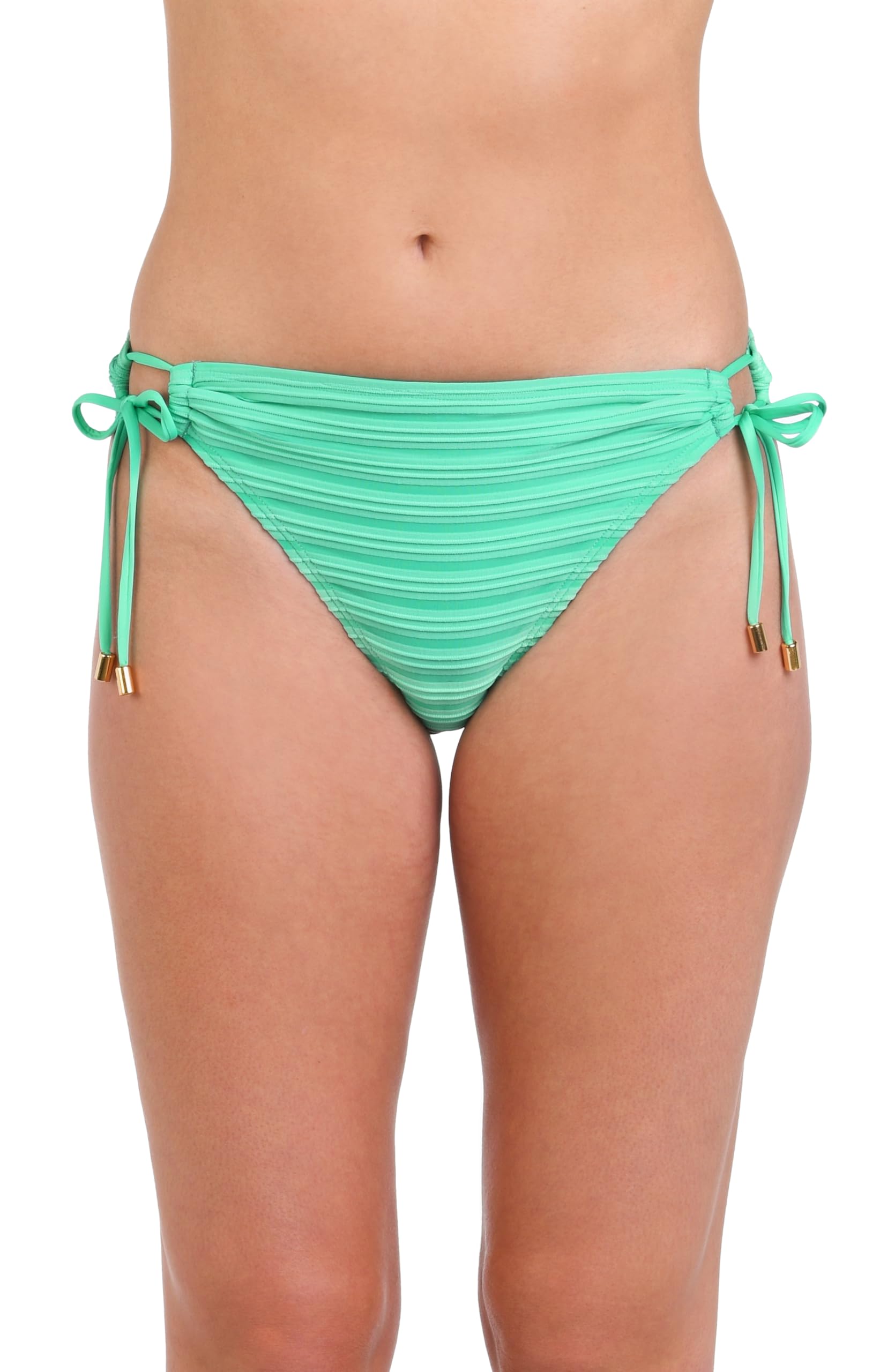 La Blanca Women’s Side Tie Hipster Bikini Bottom, Seafoam//Fluid Lines, 8