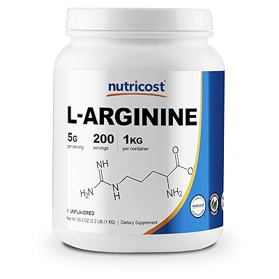 Nutricost L-Arginine Powder 1KG - L-Arginina pura, 5 g por porci&oacute;n