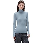 SUUKSESS Women Cashmere Blend Turtleneck Long Sleeve Shirt Fitted Fall Basic Thermal Tops Fall Fashion