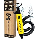 Manual Bilge Pump for Boats &amp; Kayaks - Marine Safety, Emergency Equipment | Portable Water Removal Tool for Outdoors &amp; Home Use - Hand Operated, 34" Long Hose