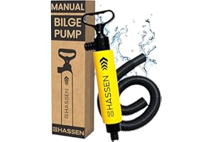 HASSEN Manual Bilge Pump for Boats, Kayak Portable Hand Pumps for Water Removal - Long Hose Marine Safety Equipment Must Haves, Emergency Tool Home & Outdoors