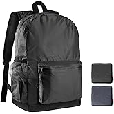 pack all 20L Lightweight Packable Backpack, Water Resistant Foldable Backpack, Travel Hiking Daypack with Waterproof Zippers (Black)
