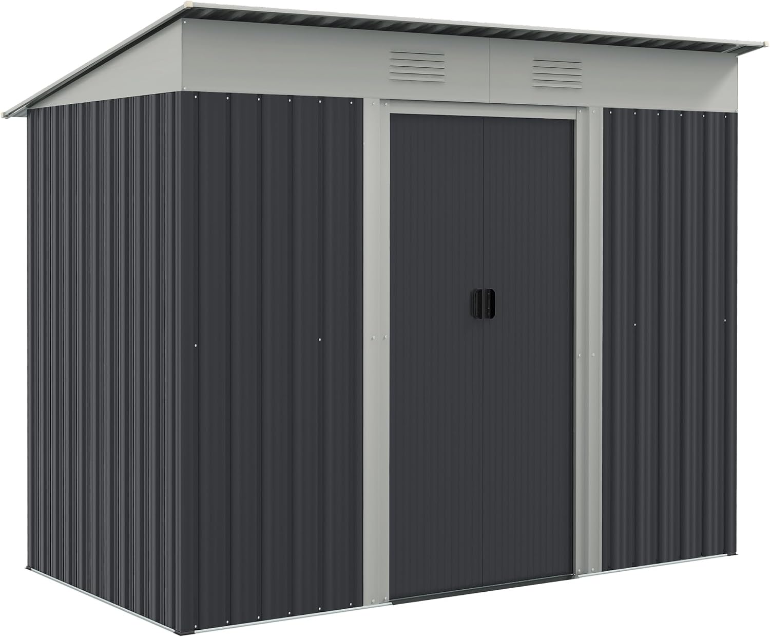 Outsunny 7' x 4' Outdoor Storage Shed, Metal Garden Tool Storage House Organizer with Lockable Sliding Doors and Vents for Backyard Patio Lawn, Charcoal Grey