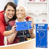 KIBTOY Magnifying Glass with Light and Stand 18 LED Folding Desk Magnifier Black view 2