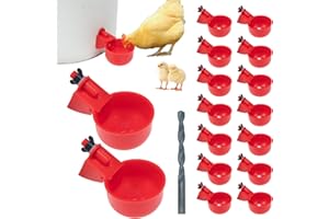 TXZWJZ Poultry Waterer Set for Chicken, Duck, Goose, Turkey, Pigeon - 16 Automatic Chicken Drinkers with Drill, Red, 16 Cups