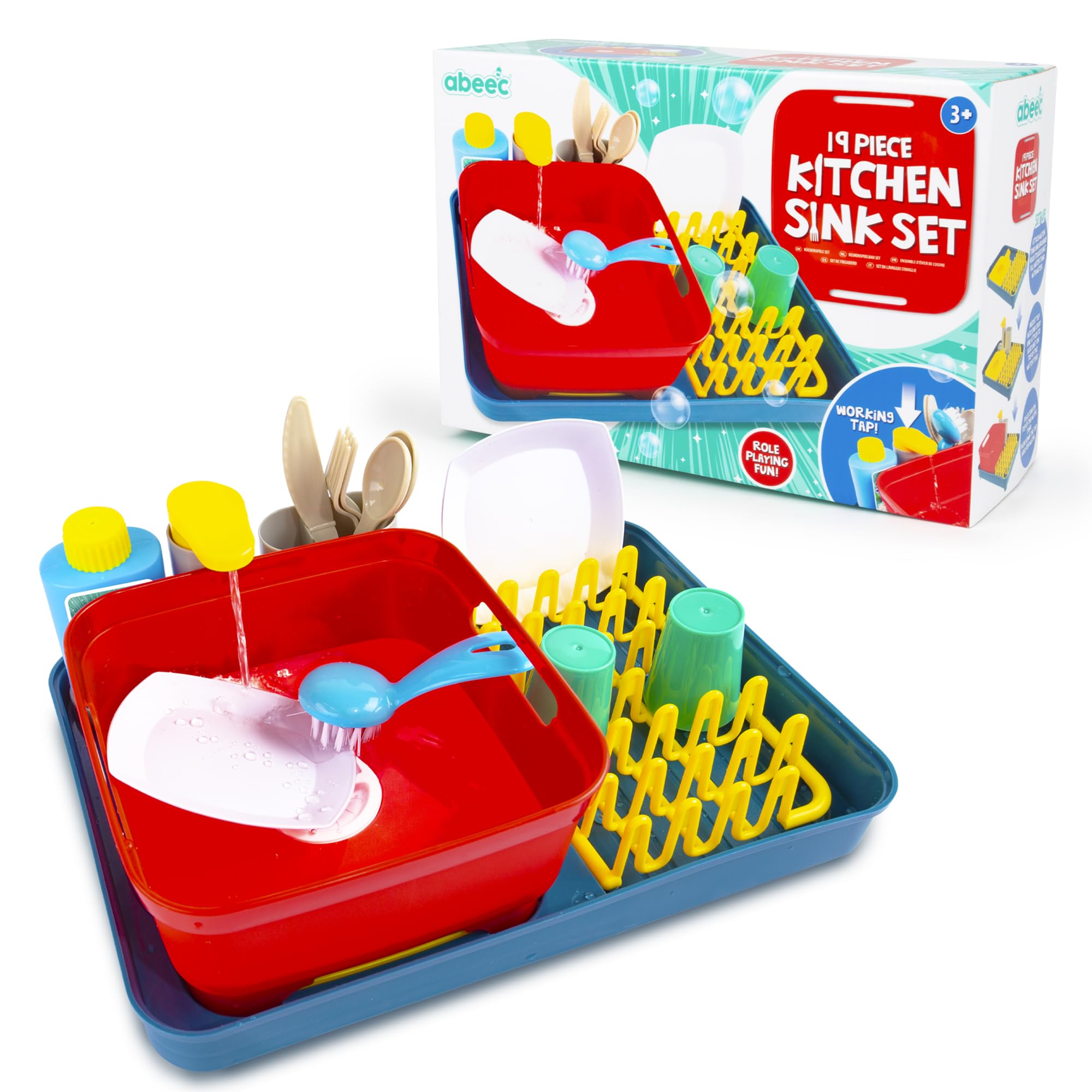 abeec Toy Sink Set, Interactive Kitchen Sink With Running Water | Kitchen Accessories | Role Play Toys for Kids | Educational Toy for Ages 3+