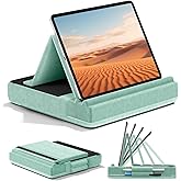 KDD Tablet Pillow Stand, Multi-Angle Viewing Ipad Holder for Lap, Bed and Desk, Foldable Soft Pad Dock with Stylus Mount Compatible with Ipad Pro 12.9, 10.5, 11, Air, Mini, Phones, Books, E-Reader
