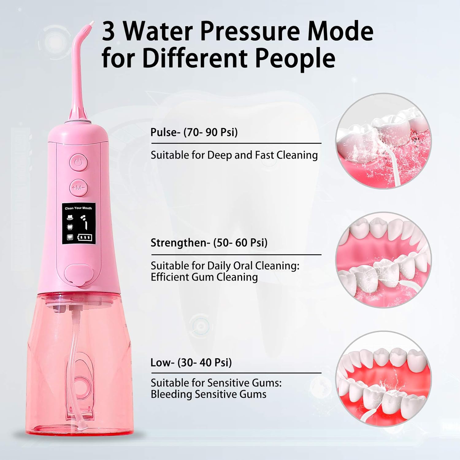 Water Cordless Flosser Aszwor Upgraded DIY Mode Water Dental Flossers for Teeth- 350ML, Portable and Rechargeable IPX7 Waterproof 3 Modes Water Flosser with 8 Jet Tips, for Home& Travel: Health & Personal Care