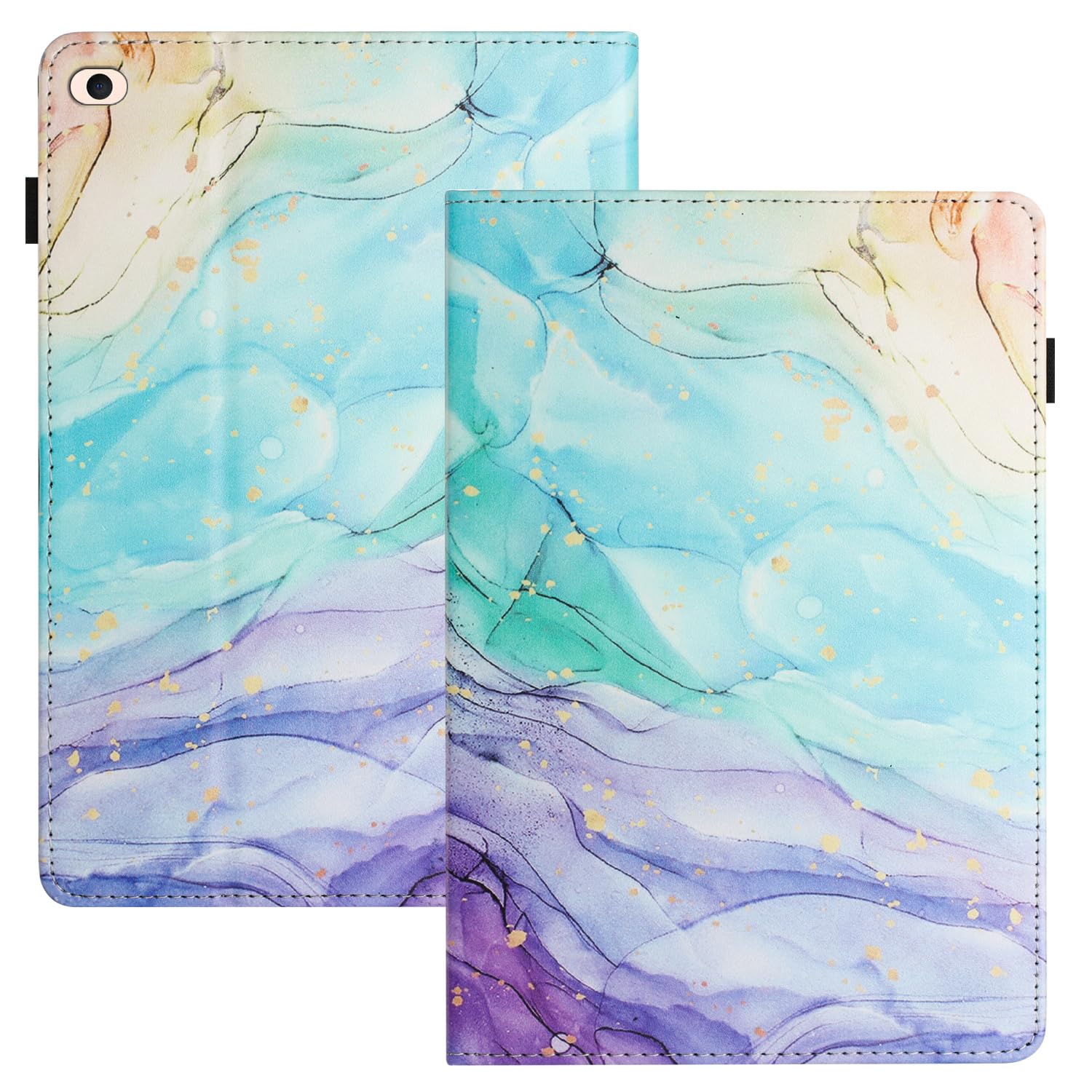 LSPCASA iPad Mini Case - PU+TPU Shell, Auto Wake/Sleep, Card Slots, Oil Painting Pattern