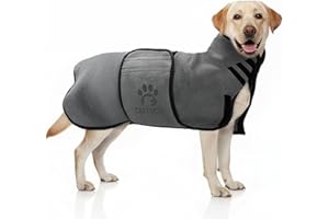 bemece Dog Drying Coat, Fast Drying Dog Towel, Super Absorbent and Quick Drying Adjustable Collar & Waist for Cat & Small Med