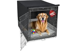 Explore Land Breathable Dog Crate Cover - 4 Sides Mesh Ventilation,Basic Pet Kennel Cover, All Sides Open, Universal Fit for 1 2 3 Doors 42 inches Wire Dog Crate (Black)