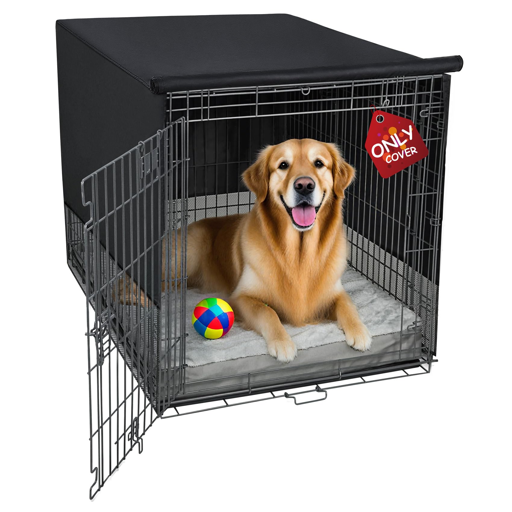 Photo 1 of Explore Land Breathable Dog Crate Cover - 4 Sides Mesh Ventilation,Basic Pet Kennel Cover, All Sides Open, Universal Fit for 1 2 3 Doors 42 inches Wire Dog Crate (Black)