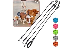 LUCK DAWN Dog Double Leashes,Comfortable Dog Leash with Reflective,No Tangle Triple Leash for Dogs (Black Three Leashes)