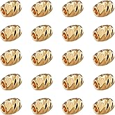 Craftdady 20pcs 18K Gold Fancy Cut Barrel Spacer Beads 4x3mm Metal Tiny Drum Loose Beads for Jewelry Making Hole: 1mm