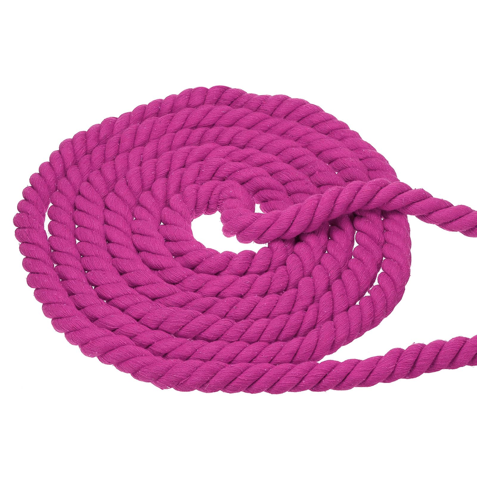 PATIKIL 3/4 Inch x 25 Feet Natural Twisted Cotton Rope, 3 Strand Soft Craft Rope with Sealing Tape for Craft Railings Home Decor, Rose Red