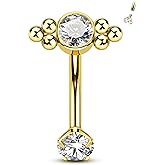 Agrewd Minimalist Rook Earrings, G23 Solid Titanium Eyebrow Rook Piercing Jewelry, 16G Internally Thread Vertical Labret Stud