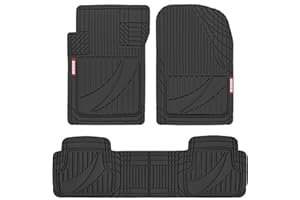 Motor Trend FlexTough™ Advanced Black Rubber Car Floor Mats – Heavy Duty Trim to Fit All Weather Floor Mats for Cars Truck SUV - Automotive Car Interior Floor Liner Protection - Universal Fit