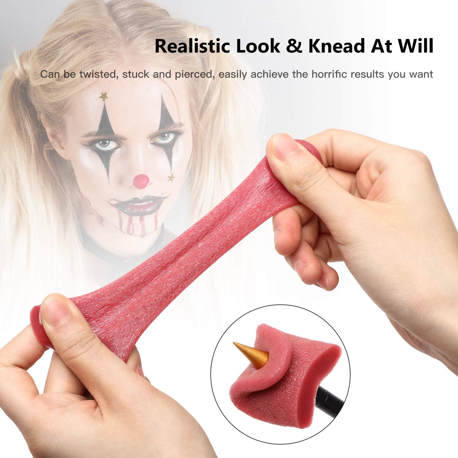 Sumind 2 Pieces Halloween Realistic Fake Tongue Tricks Stretchy Artificial Tongue Prop Horrible Realistic Halloween Jokes Prank Toys Horrific Magicians Props - Image 3