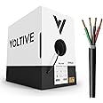 Voltive 14/4 Speaker Wire - 14 AWG/Gauge 4 Conductor - UL Listed in Wall (CL2/CL3) and Outdoor/In Ground (Direct Burial) Rated - Oxygen-Free Copper (OFC) - 500 Foot Bulk Cable Pull Box - Black