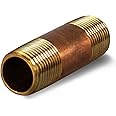 2" Long Brass Nipple Pipe Fitting with 3/4" Nominal Diameter and NPT Ends