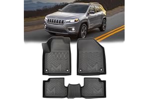 CMVT AUTO TPE Automotive Floor Mats Custom for 2016-2023 Jeep Cherokee (Not for Grand Cherokee), All Weather Cover Protection Waterproof Black Floor Liner Front & Rear Row Full Set Car Mats, 3PCS