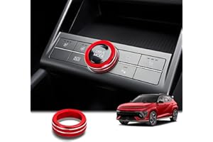 for 2024-2026 Hyundai Kona Accessories - DvlynAuroa 1-Piece Aluminum Alloy Drive Mode Knob Cover Trim (Red), Tool-Free Install, Interior Upgrade & Knob Protection