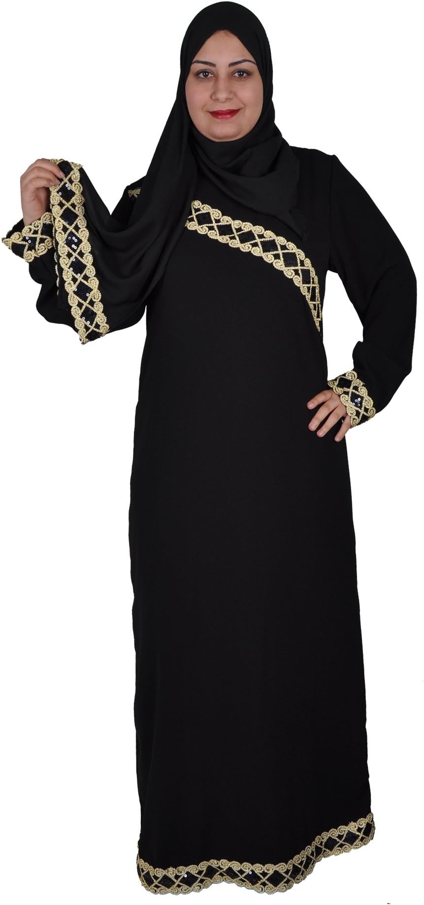 Egypt Bazar Classic Abaya with Headscarf, Colour: Black