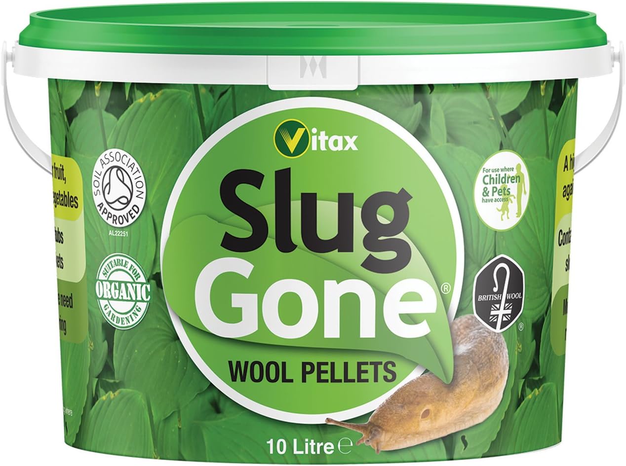 Vitax Slug Gone Wool Pellets, Natural, Organic Barrier To Protect Borders, Pots & Containers From Slugs And Snails, Long Lasting - 10L