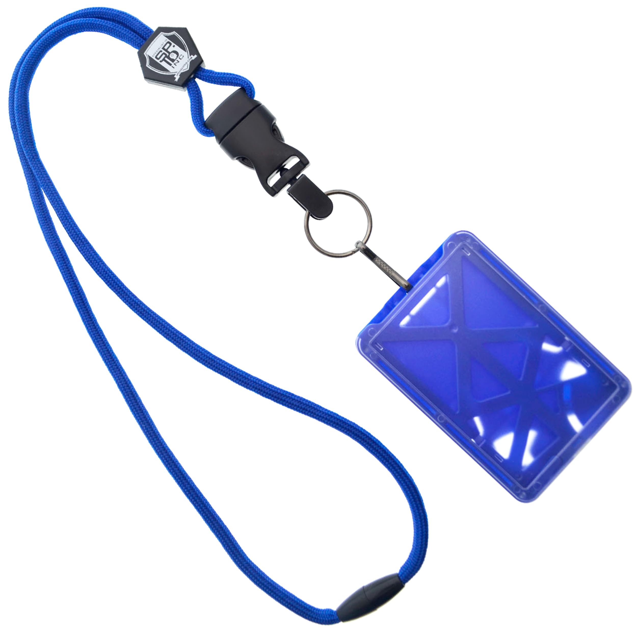 Top Loading Three ID Card Badge Holder with Heavy Duty Lanyard w/Detachable Metal Clip and Key Ring by Specialist ID, Sold Individually (One Holder / 3 Cards Inside) (Royal Blue)
