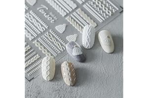 JIALITFUN 5D Embossed Nail Art Stickers Winter Nail Decal Self Adhesive Pegatinas Uñas for Women Weave Sweater Nail Supplies Art Design Stickers