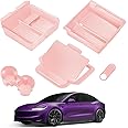 TSLDRV 2025 Upgrade Center Console Organizer Tray for Tesla Model 3 Highland Accessories 2024 2025/For Tesla Model Y Juniper Accessories 2025 [Slide Smoothly/US Patent] Cup Holder Pink