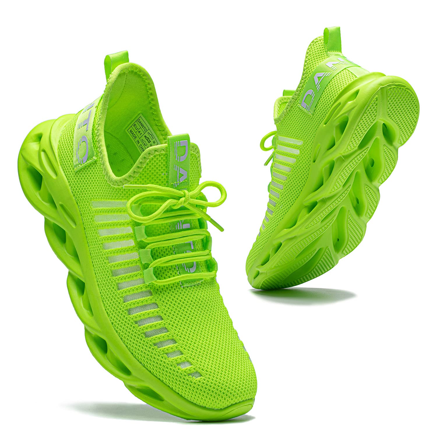 DANNTO Laufschuhe Herren Turnschuhe Damen Sneaker Leichte Atmungsaktiv rutschfeste Sportschuhe Gym Fitness Outdoor Schuhe Fashion Straßenlaufschuhe Grün 43