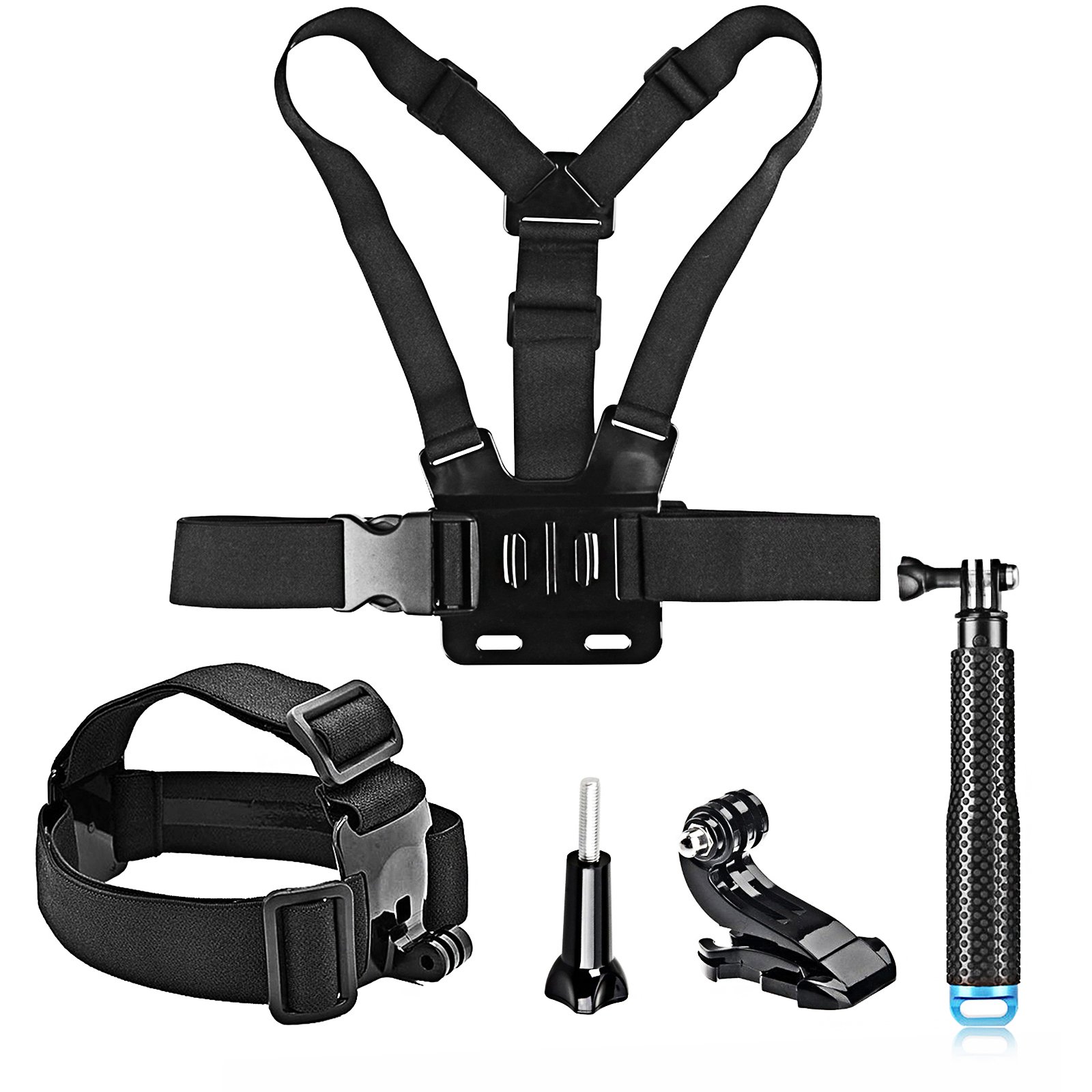 SHOOT Action Camera Accessory Kit included Head Strap Mount+ Chest Belt Strap Harness Mount+ Selfie Stick Handheld Monopod for GoPro Hero 13/12/11/10/9/8/7/6/5/ APEMAN/AKASO