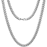 Oaldilee Stainless Steel Cuban Chain Necklace for Men Women, Real Gold/Black Plated Mens Chain Curb Chains, 3/5/7/10/12mm width, 18, 20, 22, 24, 26, 28, 30 Inch Jewelry Gift