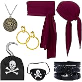 MEDOJO Pirate Costume Outfit Accessories Set for Men Women Pirate Costume Kit